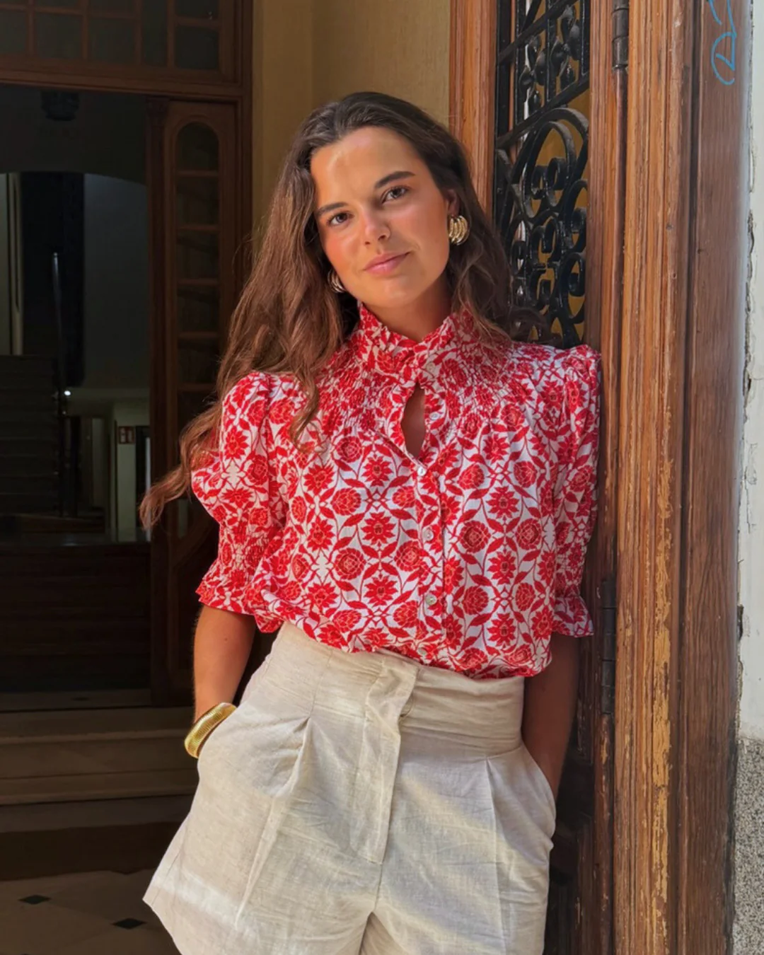 Blusa Saletta rojo flor