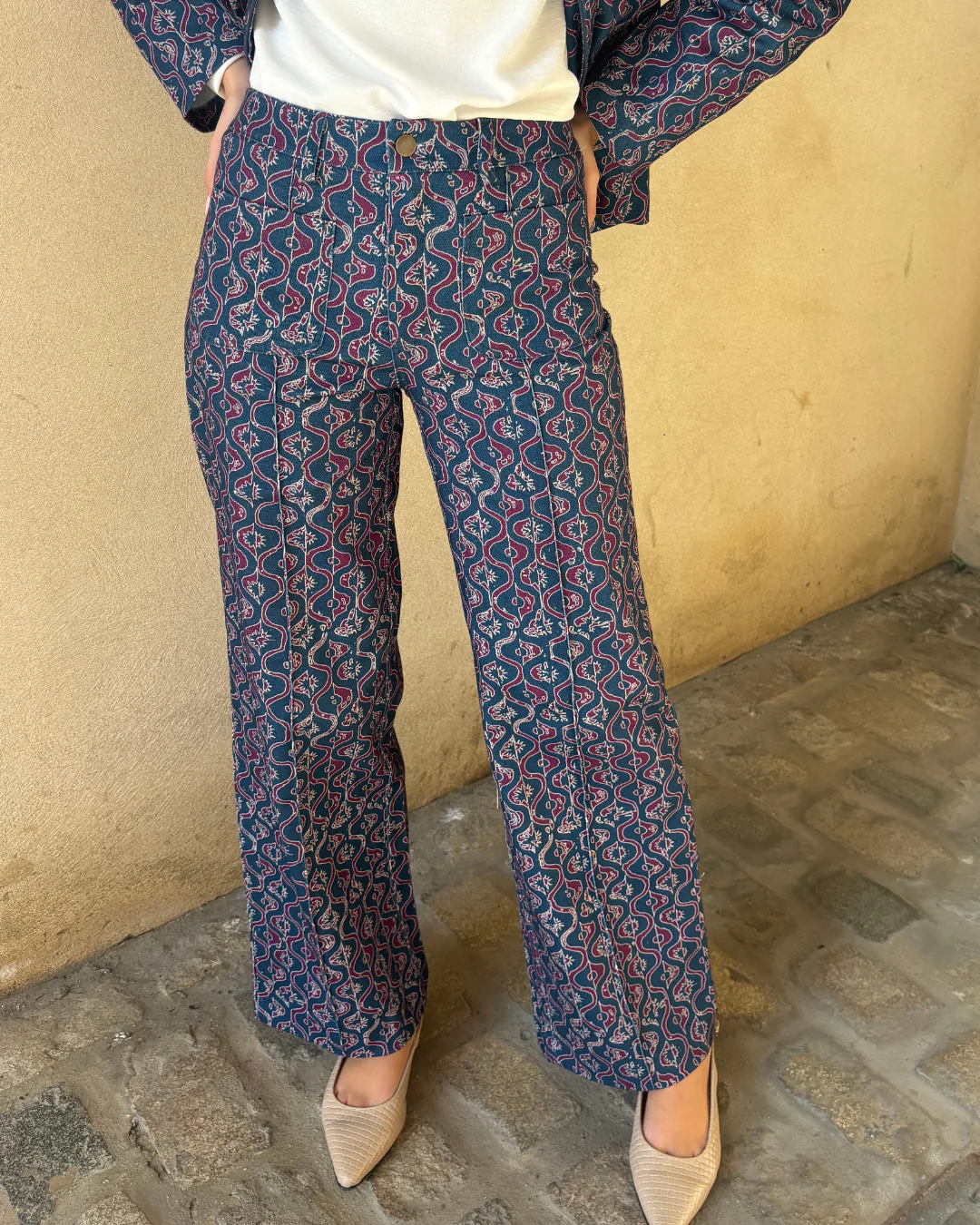 Pantalón Marie azul-burdeos - Image 2