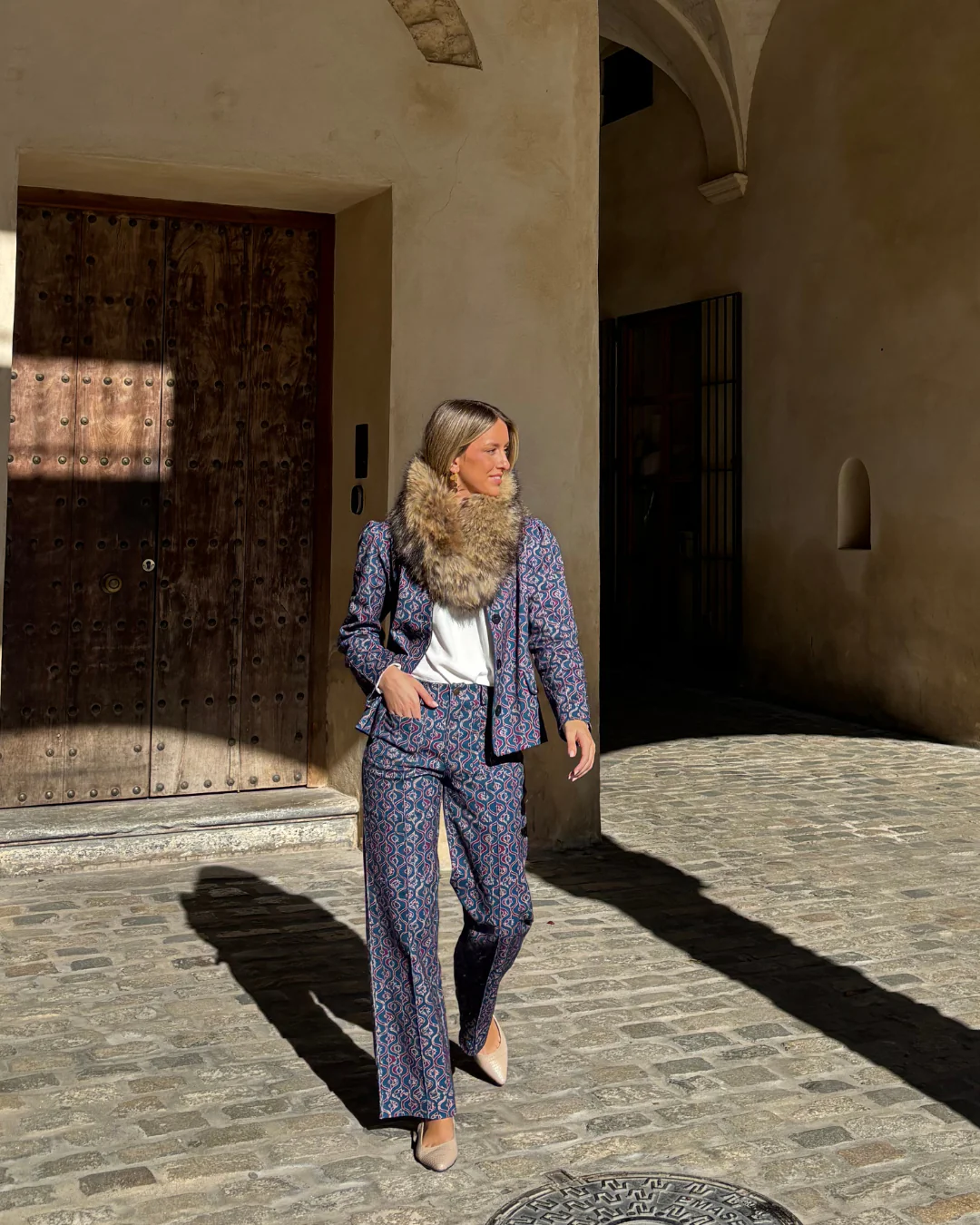 Pantalón Marie azul-burdeos - Image 6