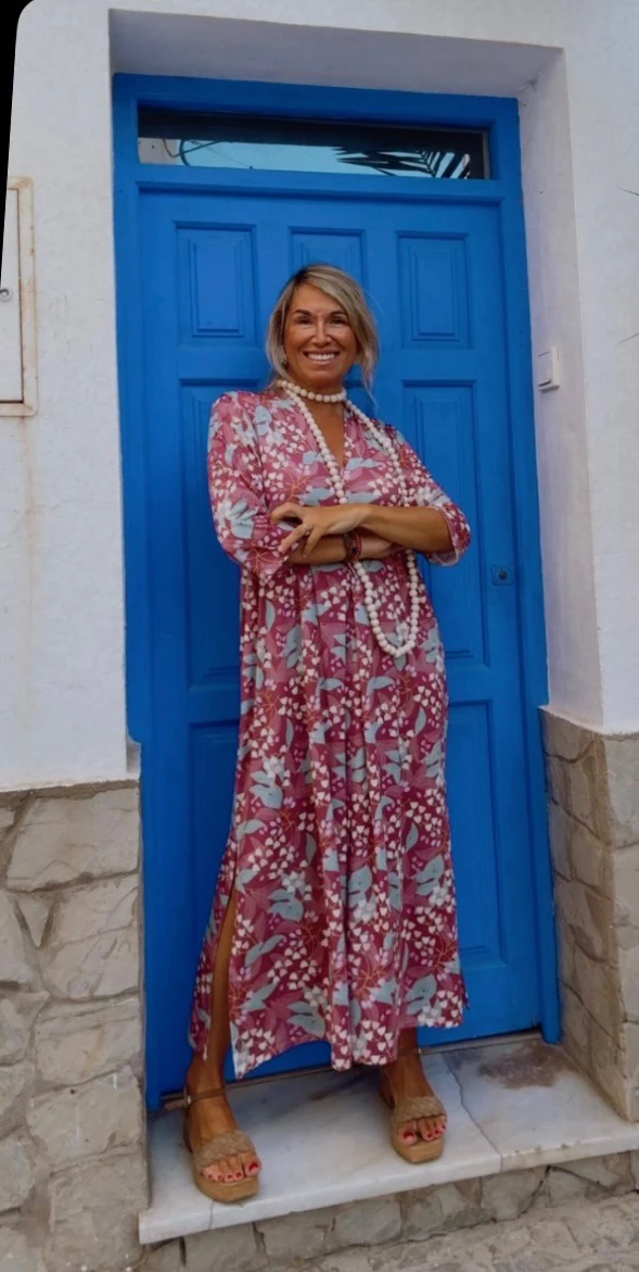 Vestido Frida rosa-turquesa<b>*EN FABRICACIÓN, SEMANA ESTIMADA DE ENVÍO 13 DE JULIO*</b>