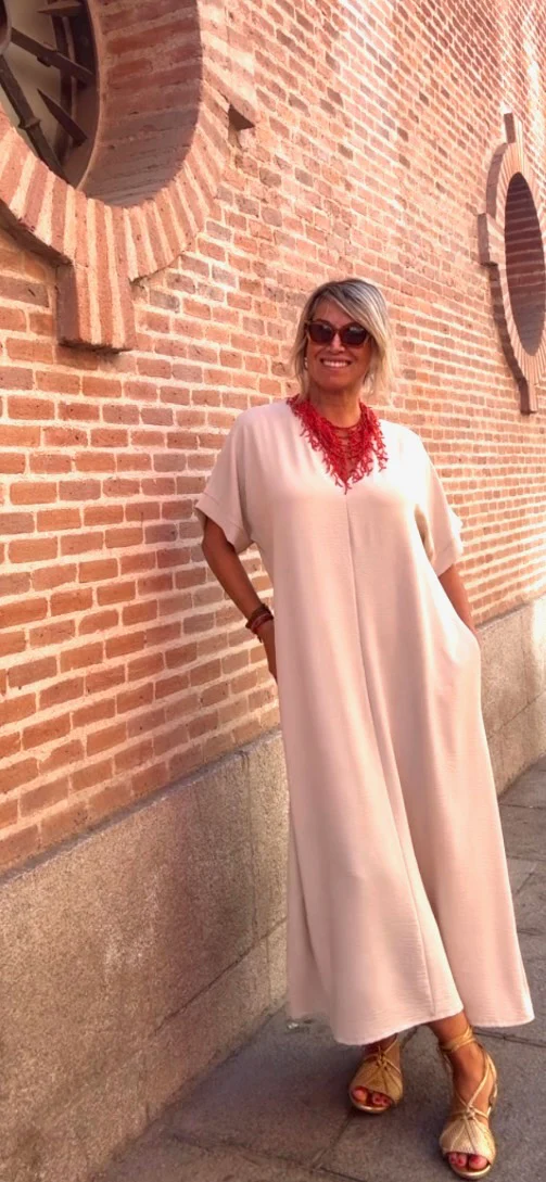 Vestido Telma beige <b>*EN FABRICACIÓN, SEMANA ESTIMADA DE ENVÍO 20 DE JULIO*</b> - Image 8